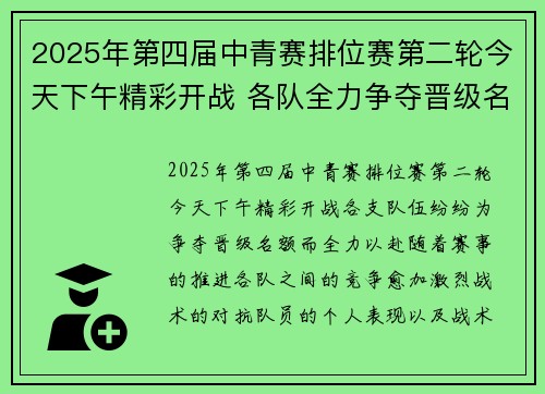 2025年第四届中青赛排位赛第二轮今天下午精彩开战 各队全力争夺晋级名额